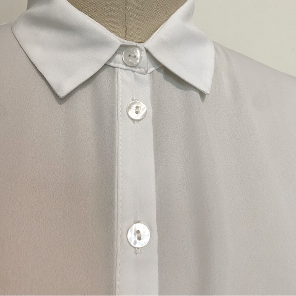 NWT Asos White short sleeve button up with ruffle hem, US 2 - Picture 6 of 10